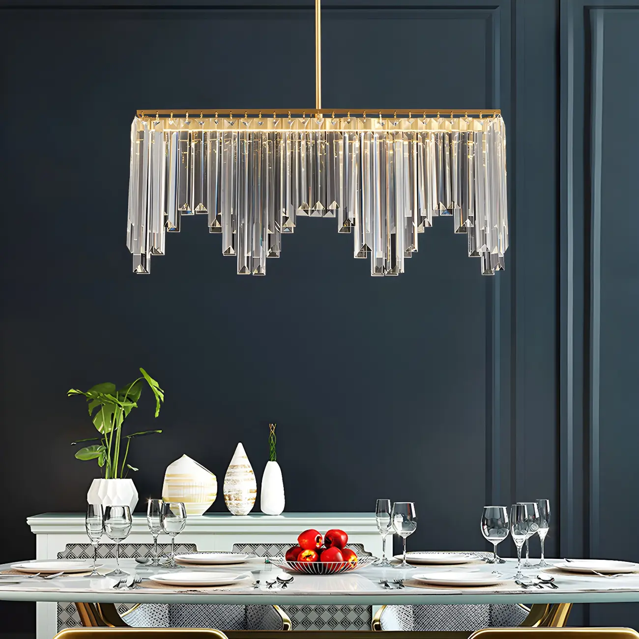 Gold Crystal Geometric Chandelier for Dining Area Image - 14 | homeyfad