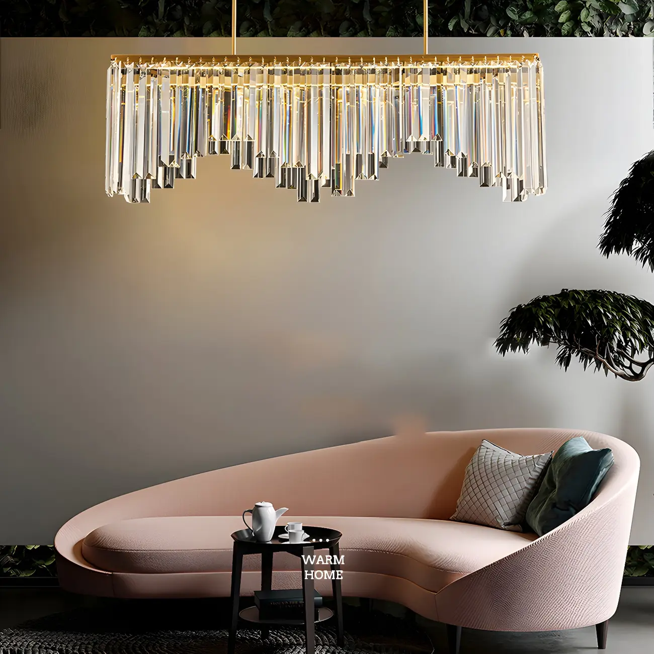 Gold Crystal Geometric Chandelier for Dining Area Image - 15 | homeyfad