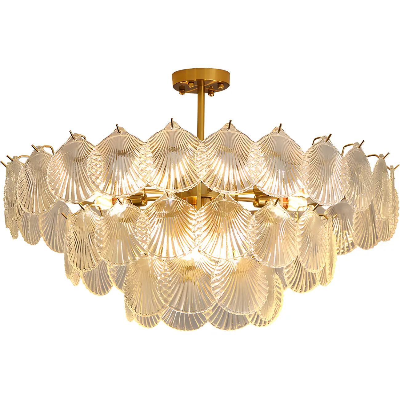 Gold Leaf Glass Elegant Layered Crystal Chandelier Image - 12 | homeyfad