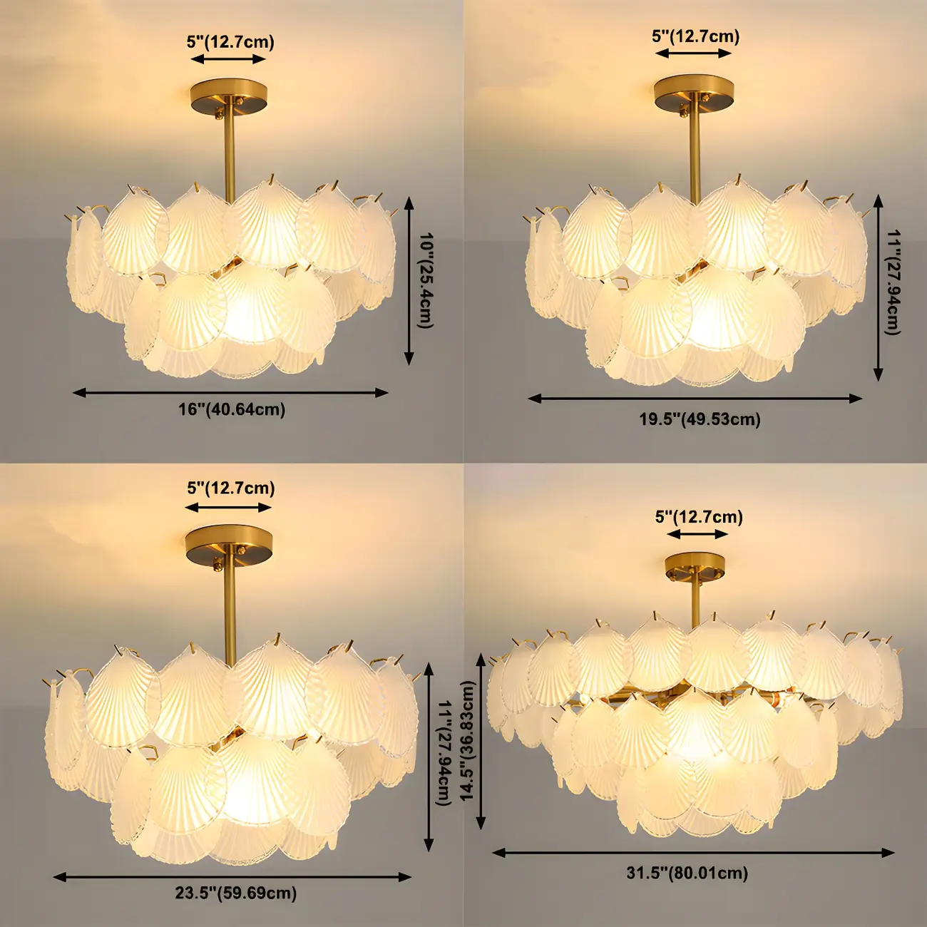 Gold Leaf Glass Elegant Layered Crystal Chandelier Image - 14 | homeyfad