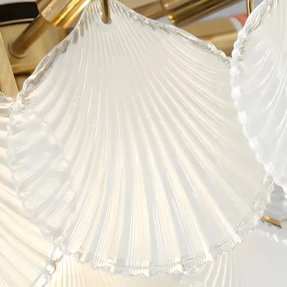 Gold Leaf Glass Elegant Layered Crystal Chandelier Image - 21