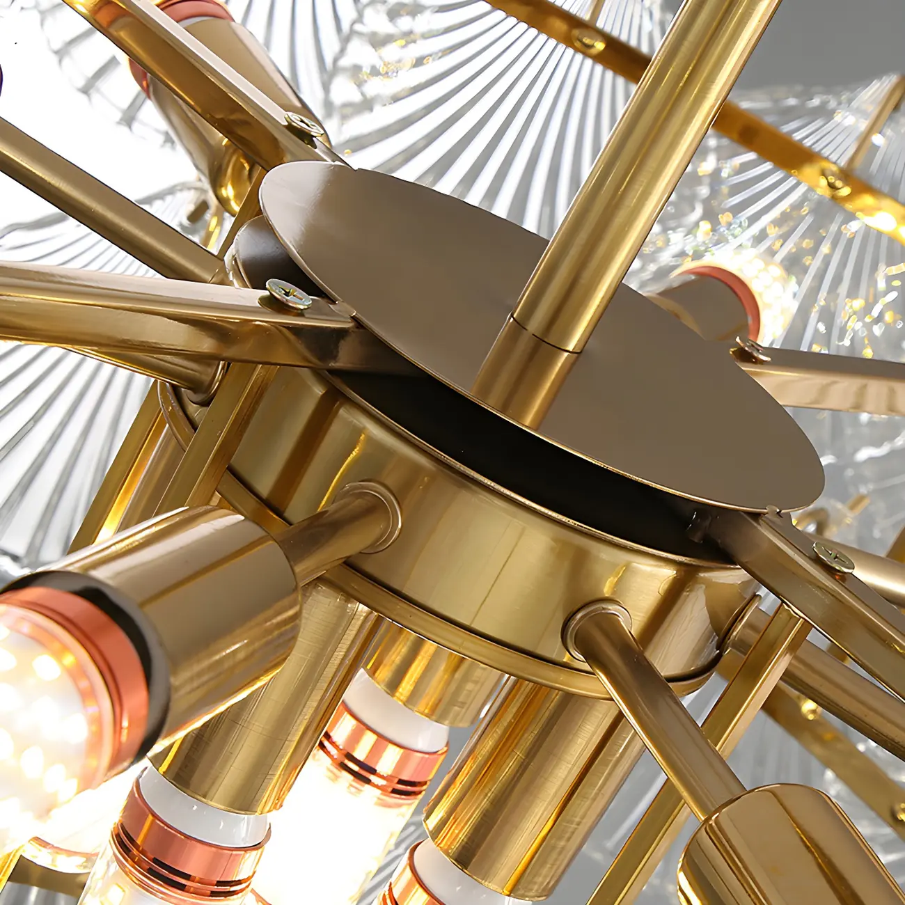 Gold Leaf Glass Elegant Layered Crystal Chandelier Image - 23 | homeyfad