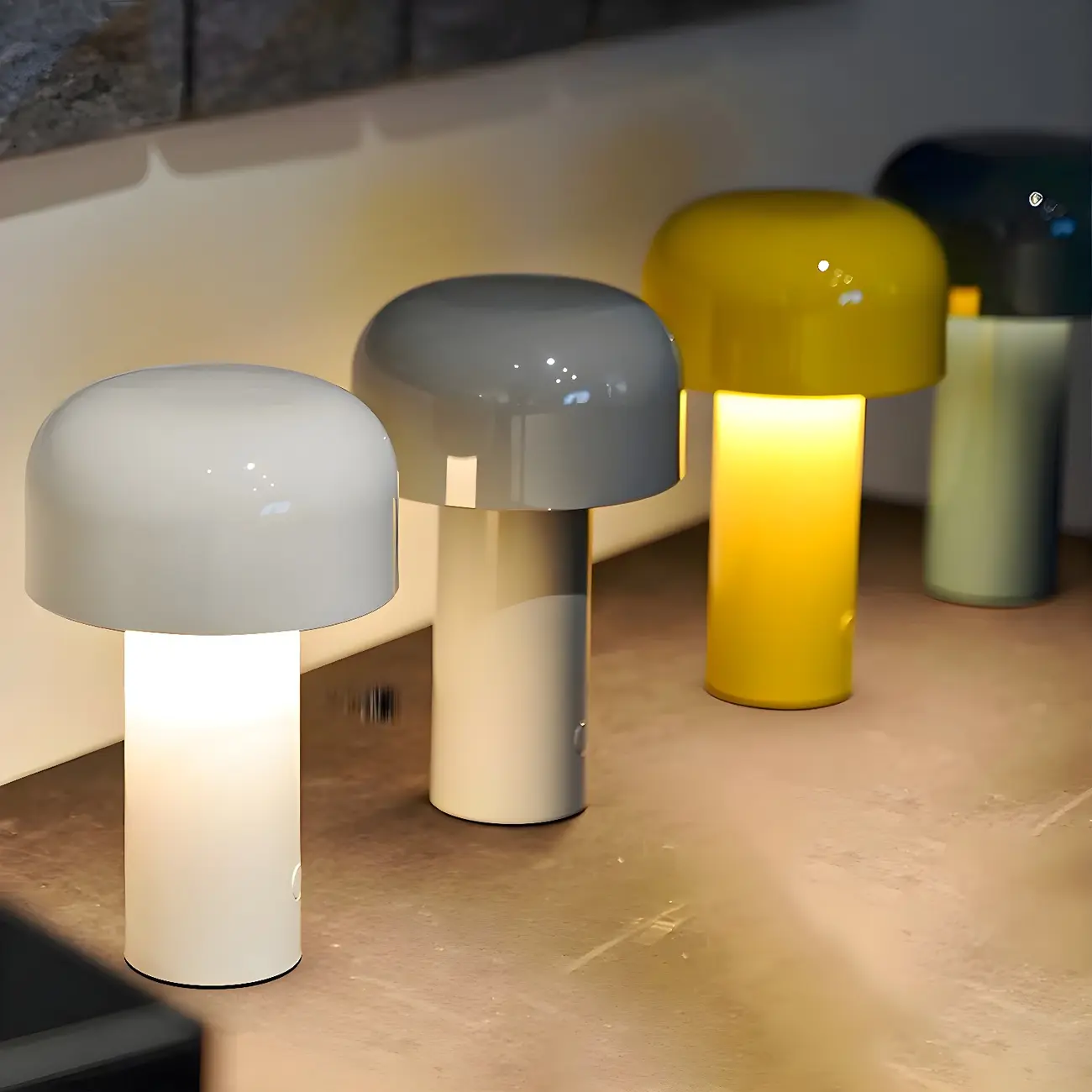 Simple Grey Metal Mushroom Shaped Cordless Table Lamp Image - 2 | homeyfad