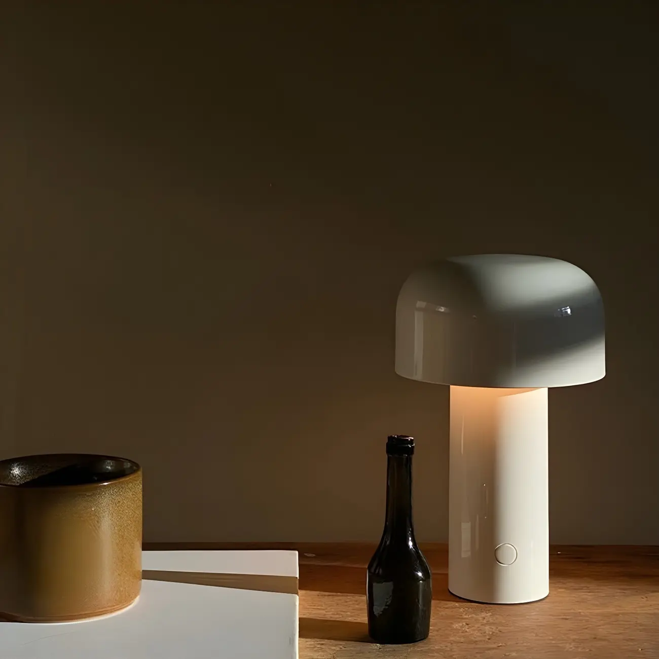 Simple Grey Metal Mushroom Shaped Cordless Table Lamp Image - 1 | homeyfad