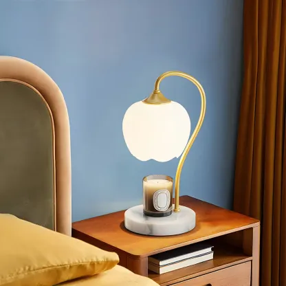 Dimmable Gold Glass Stone Base Table Lamp with Candle Image - 4