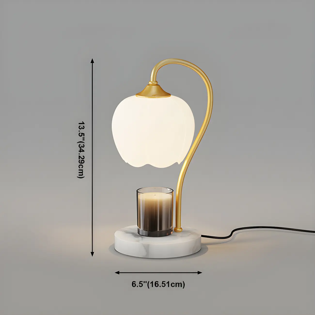 Dimmable Gold Glass Stone Base Table Lamp with Candle Image - 13 | homeyfad