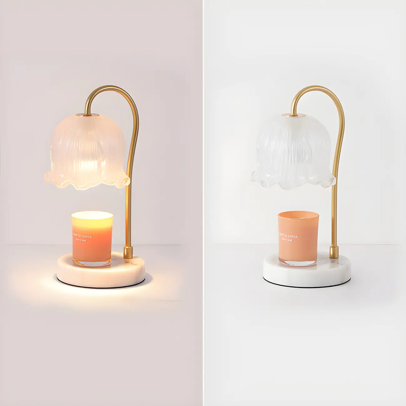Dimmable Gold Glass Stone Base Table Lamp with Candle Image - 10 | homeyfad
