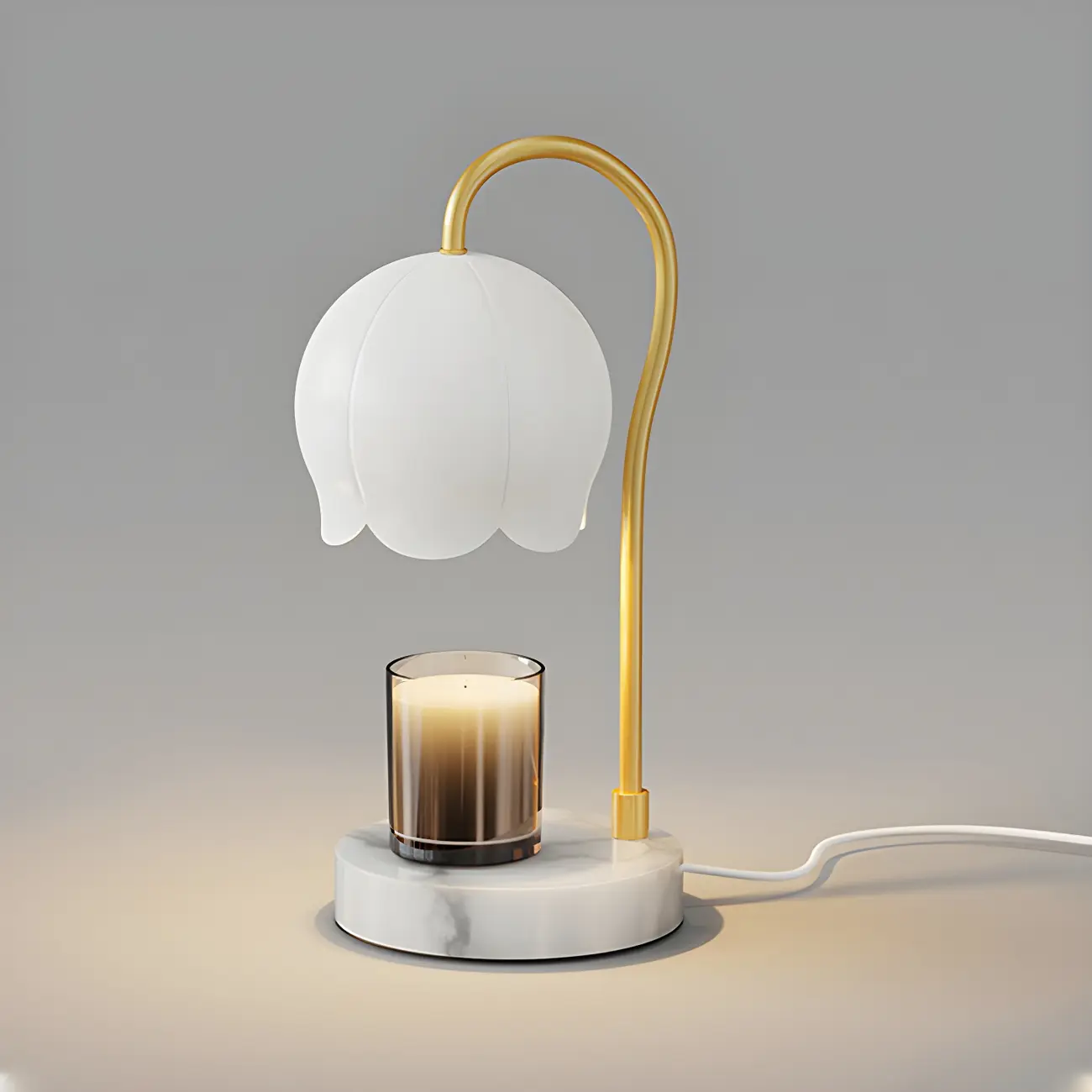Dimmable Gold Glass Stone Base Table Lamp with Candle Image - 8 | homeyfad