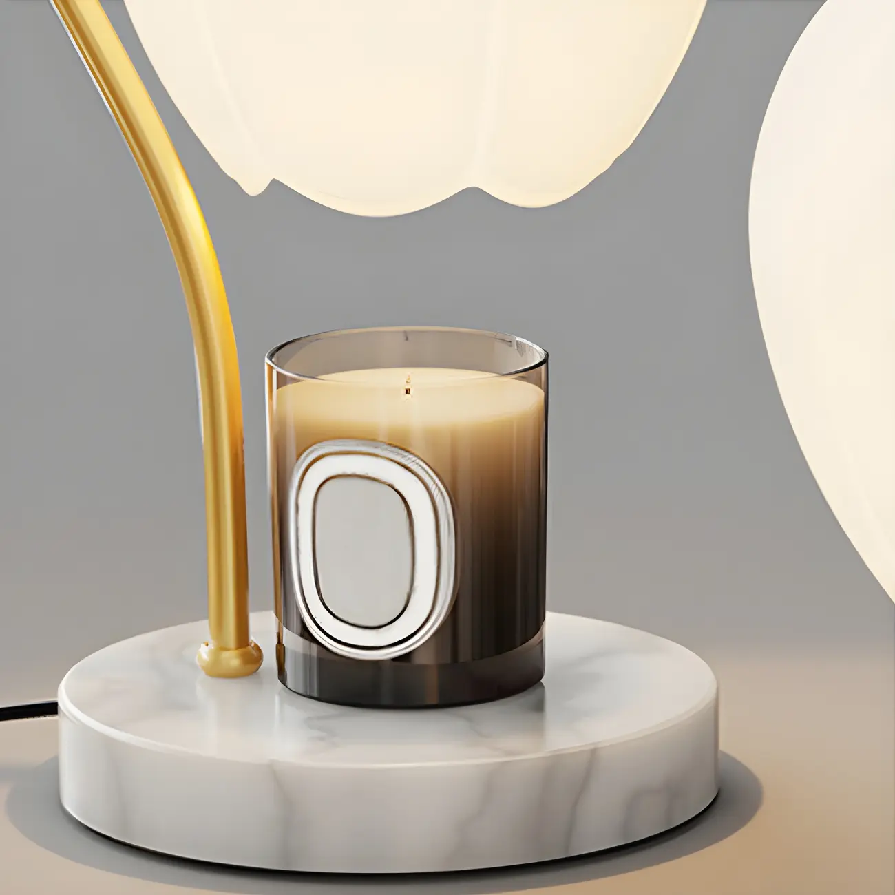 Dimmable Gold Glass Stone Base Table Lamp with Candle Image - 12 | homeyfad