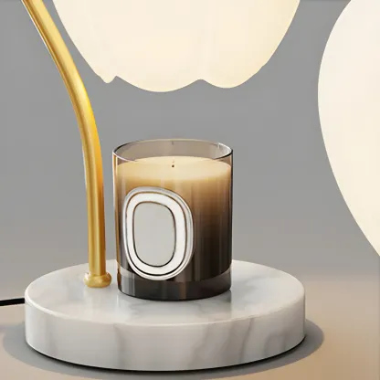 Dimmable Gold Glass Stone Base Table Lamp with Candle Image - 12