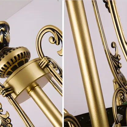 Vintage Gold Floral Glass Adjustable Hanging Chandelier