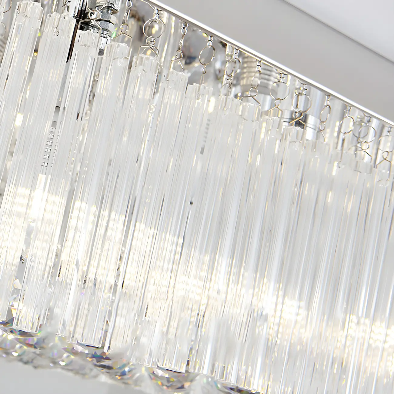 Modern Silver Crystal Rectangle Island Chandelier  Image - 4 | homeyfad