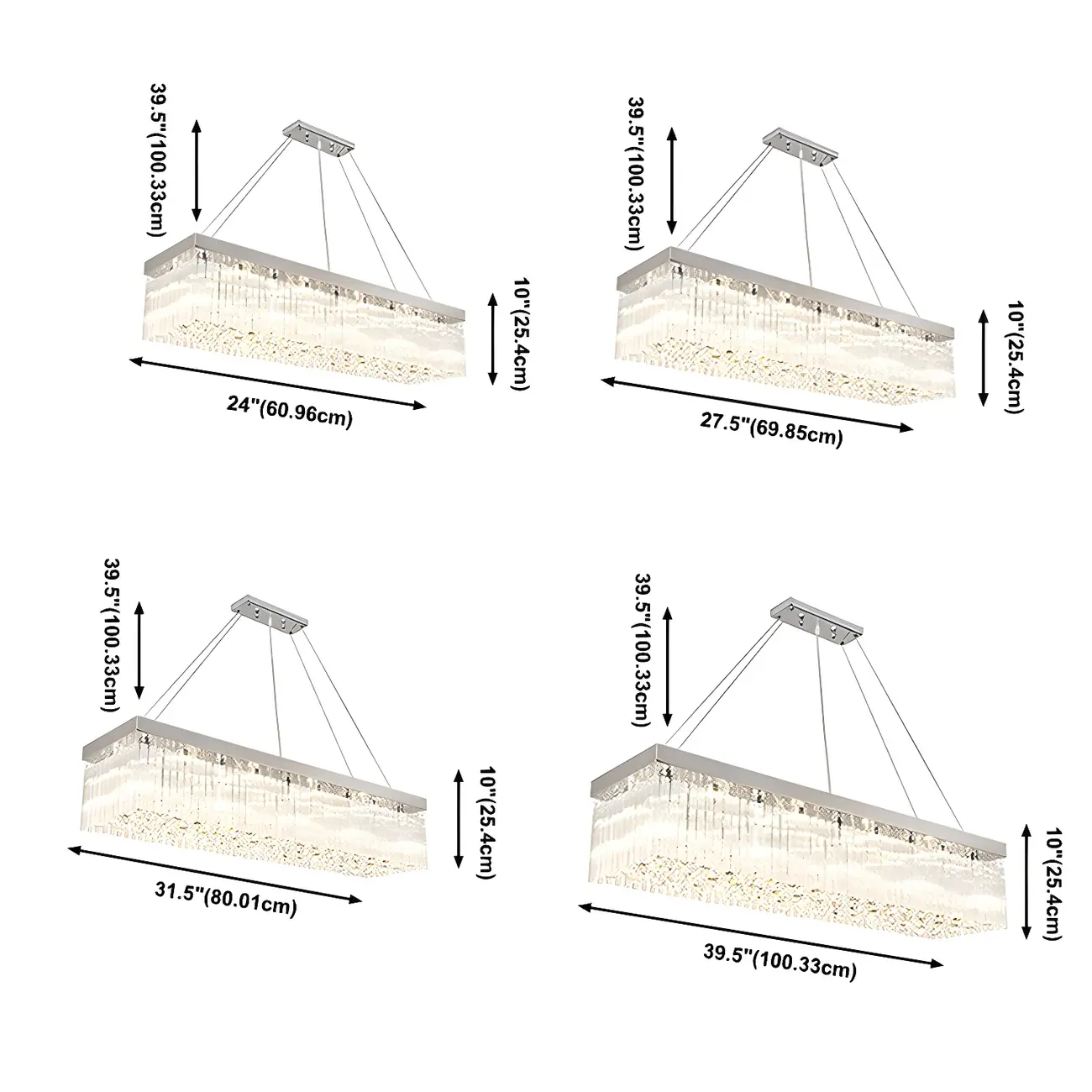 Modern Silver Crystal Rectangle Island Chandelier  Image - 6 | homeyfad