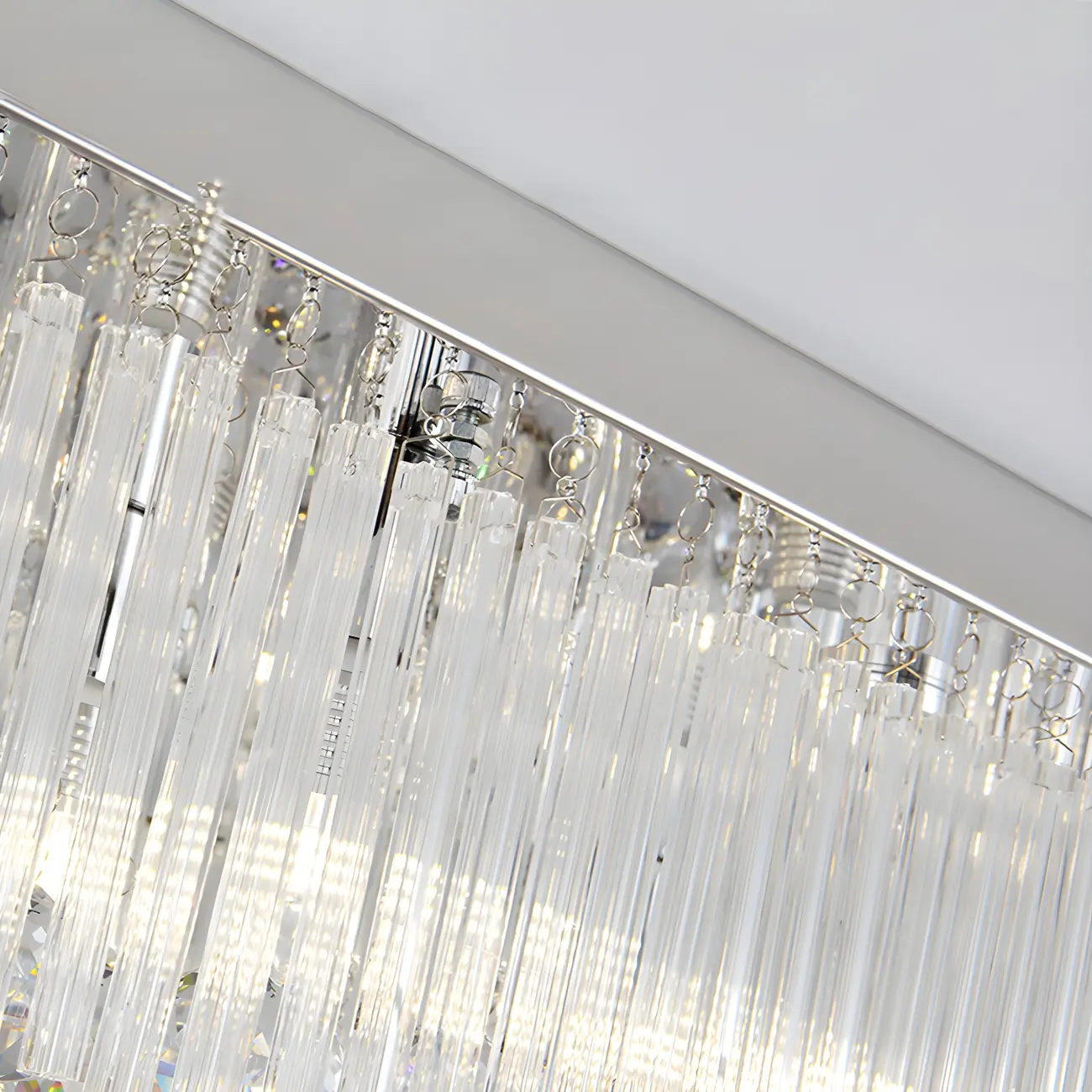 Modern Silver Crystal Rectangle Island Chandelier  Image - 10 | homeyfad