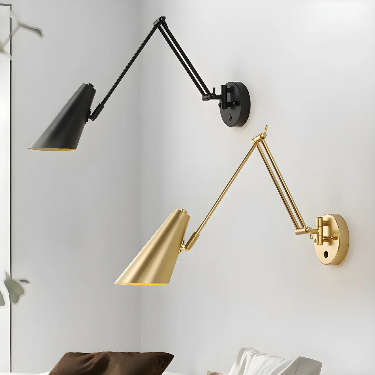 Elegant Streamlined Metal Swing Arm Wall Light Image - 1 | homeyfad