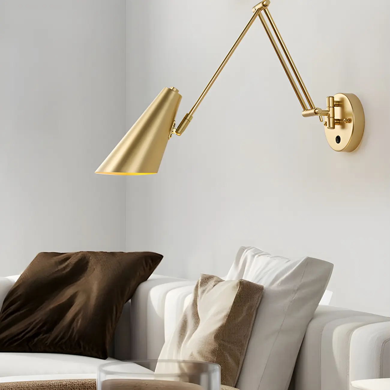 Elegant Streamlined Metal Swing Arm Wall Light Image - 5 | homeyfad
