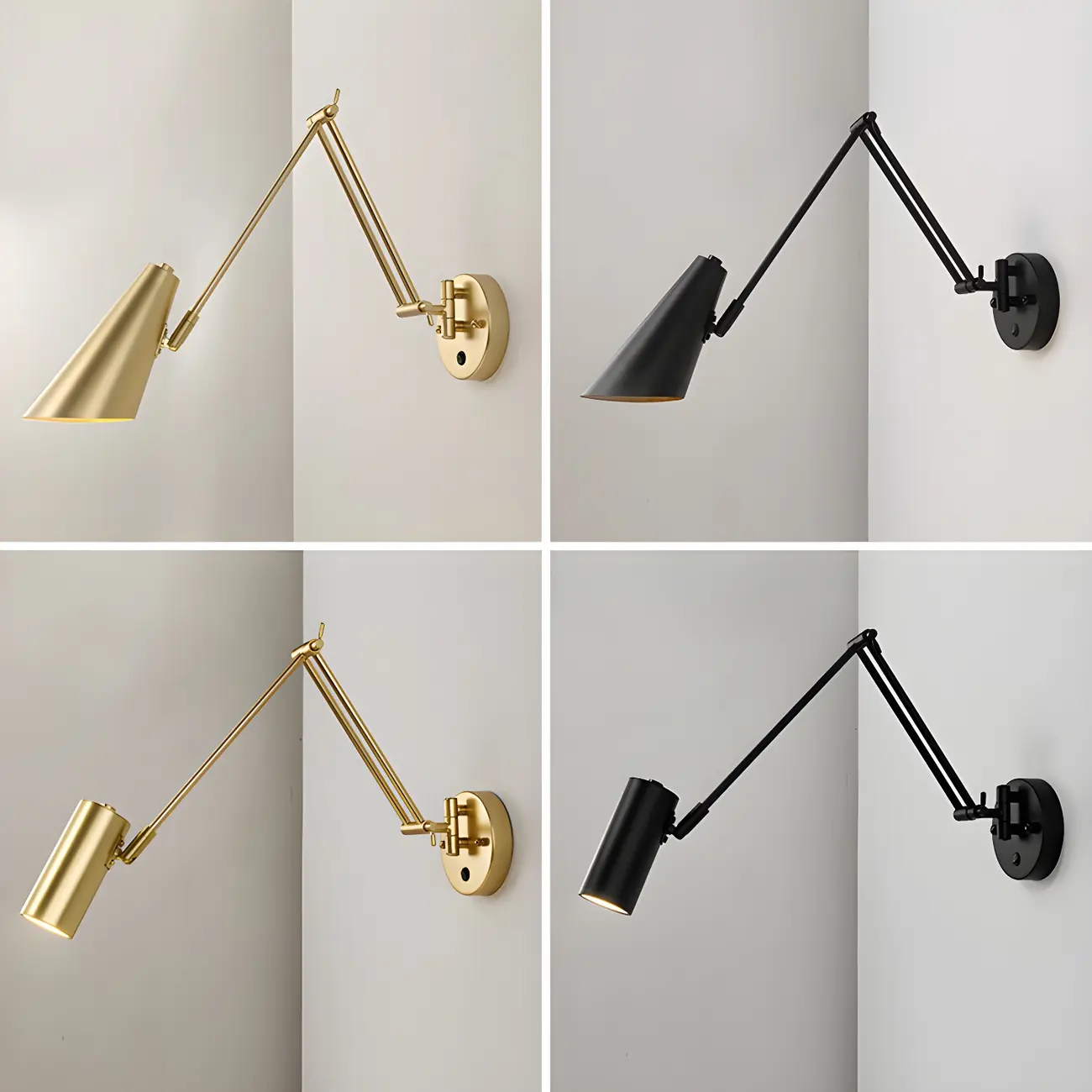 Elegant Streamlined Metal Swing Arm Wall Light Image - 18 | homeyfad