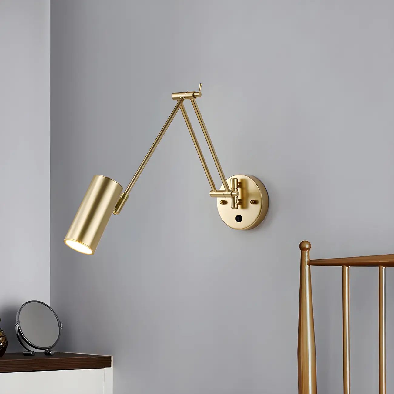 Elegant Streamlined Metal Swing Arm Wall Light Image - 11 | homeyfad