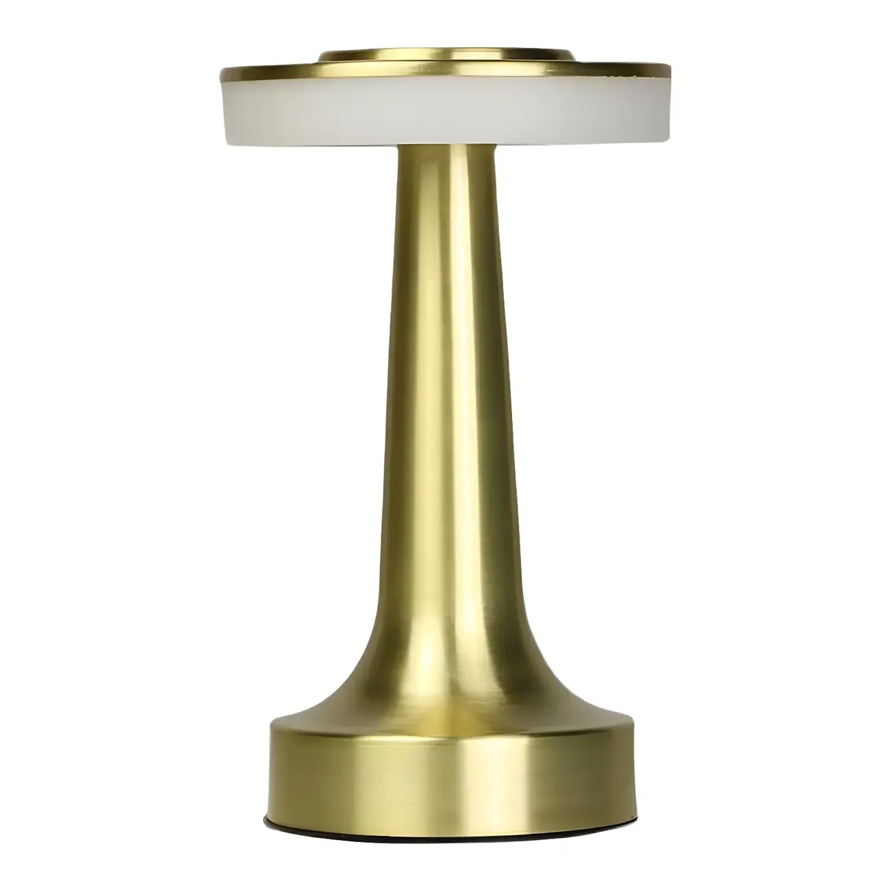 Gold Metal LED Drum Shade Cordless Table Lamp Image - 7