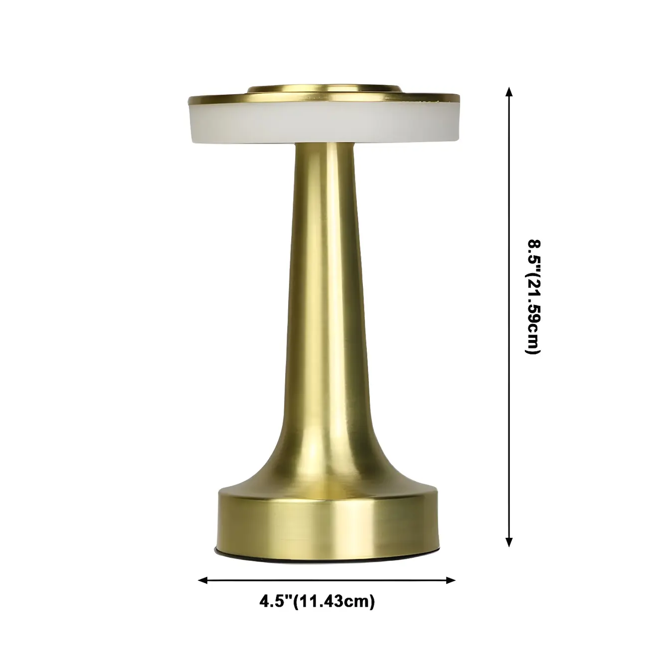 Gold Metal LED Drum Shade Cordless Table Lamp Image - 8 | homeyfad