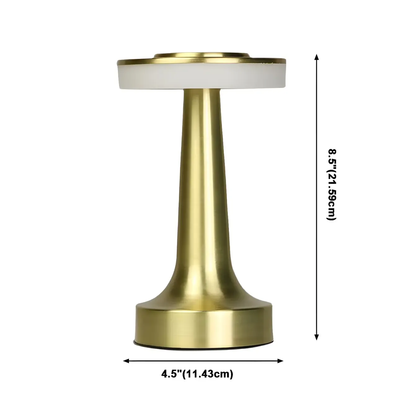 Gold Metal LED Drum Shade Cordless Table Lamp Image - 8