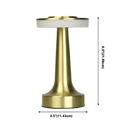 Gold Metal LED Drum Shade Cordless Table Lamp Image - 8