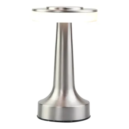 Gold Metal LED Drum Shade Cordless Table Lamp Image - 9