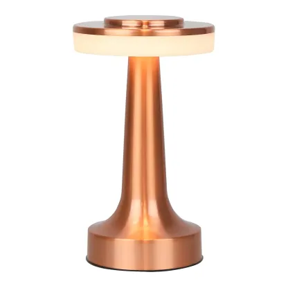 Gold Metal LED Drum Shade Cordless Table Lamp Image - 10