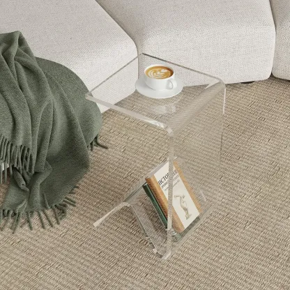 Abstract Acrylic C-shaped End Table in Black/Clear Image - 4