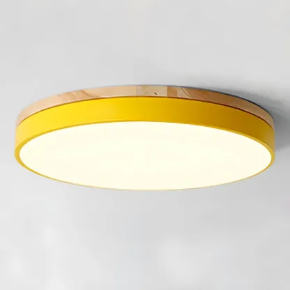 Colorful Round Wooden LED Flush Mount Ceiling Light Dimmable