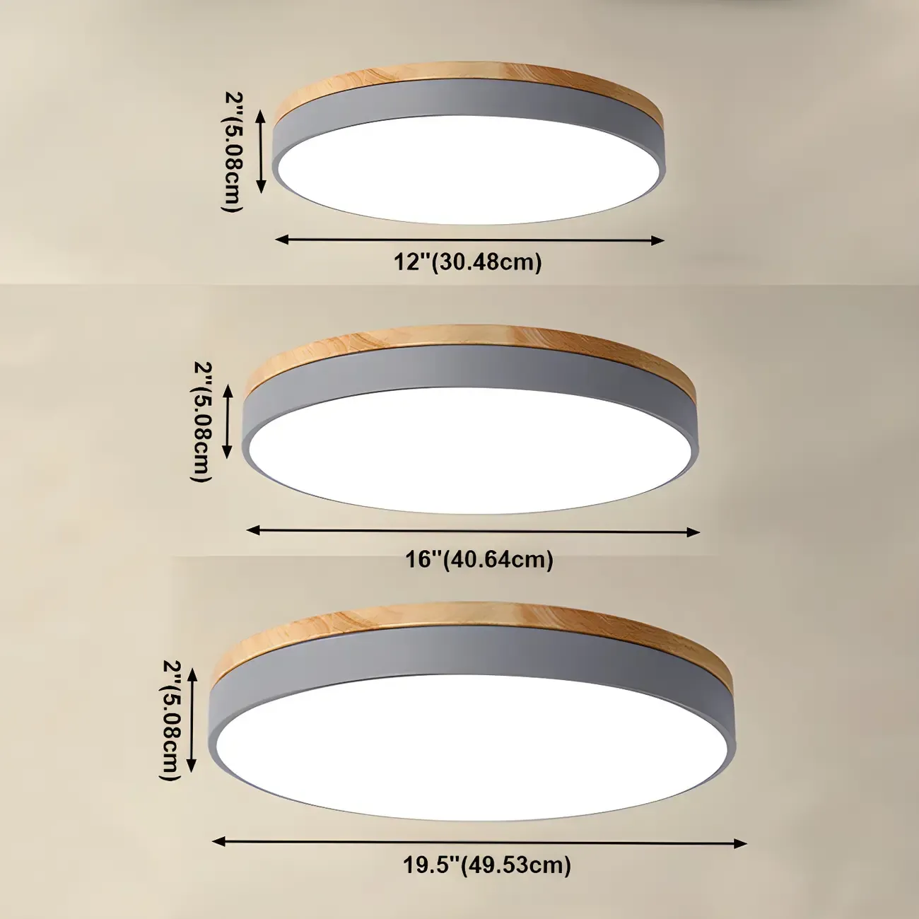 Colorful Round Wooden LED Flush Mount Ceiling Light Dimmable