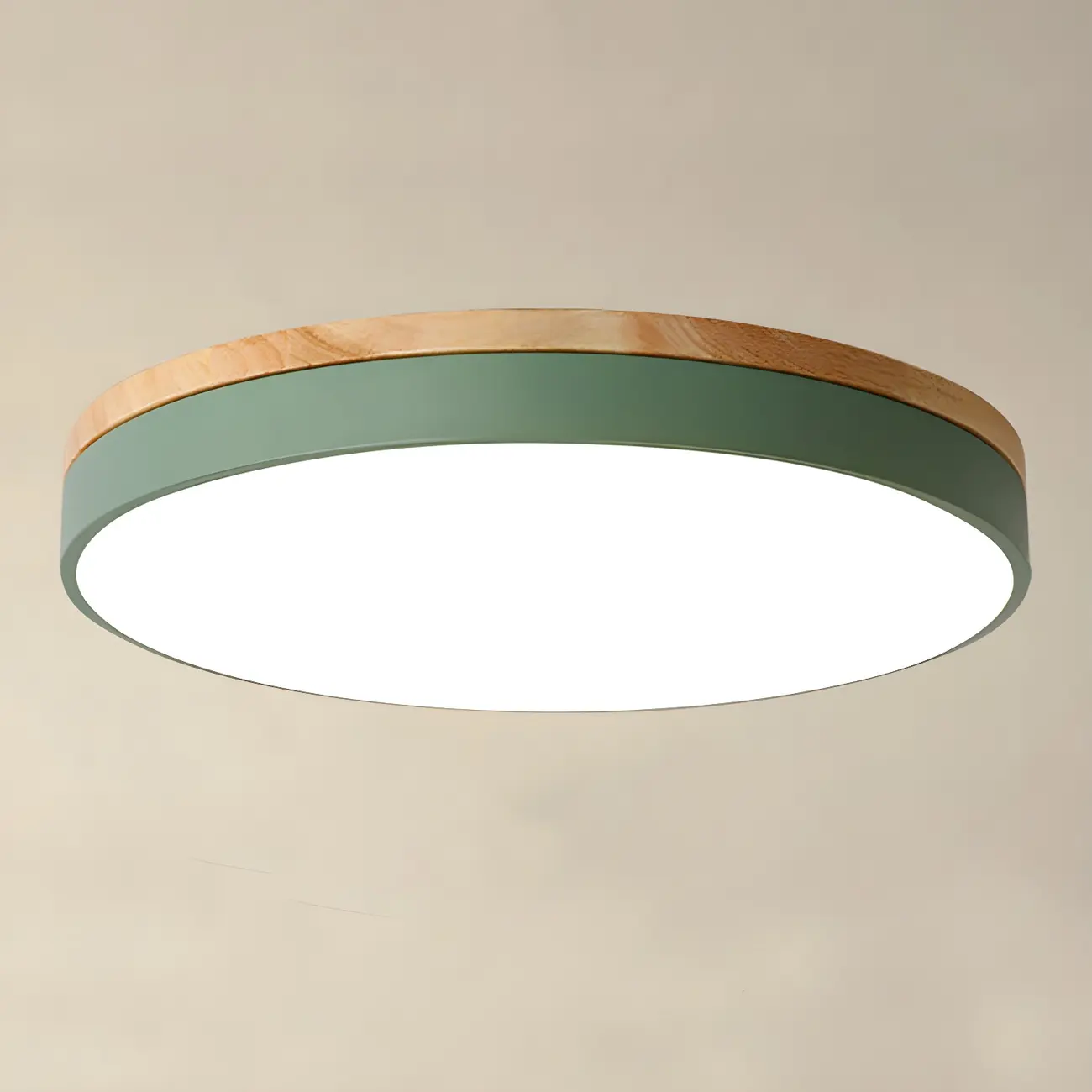 Colorful Round Wooden LED Flush Mount Ceiling Light Dimmable | homeyfad