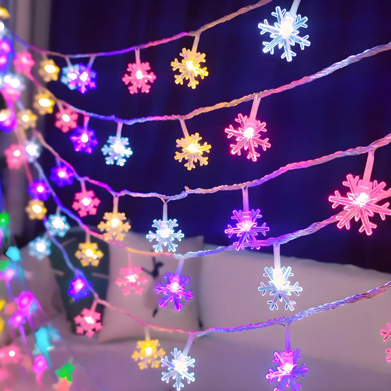 Snowflake Color-Changing LED Colorful String Light Image - 1 | homeyfad