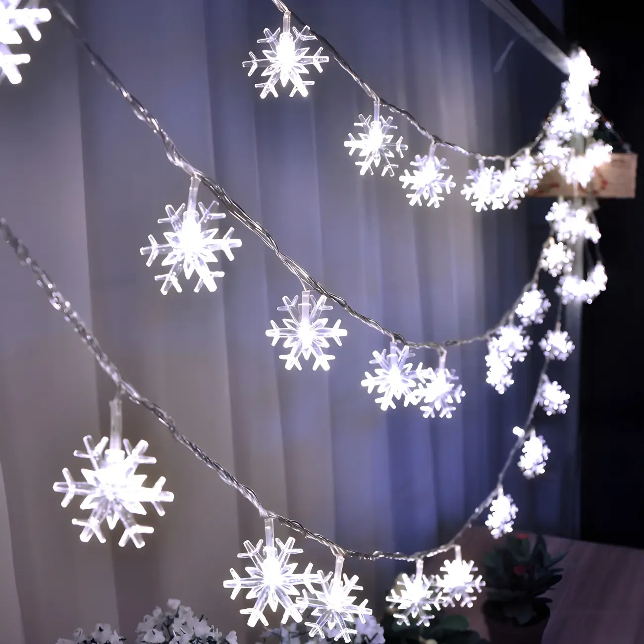 Snowflake Color-Changing LED Colorful String Light Image - 5