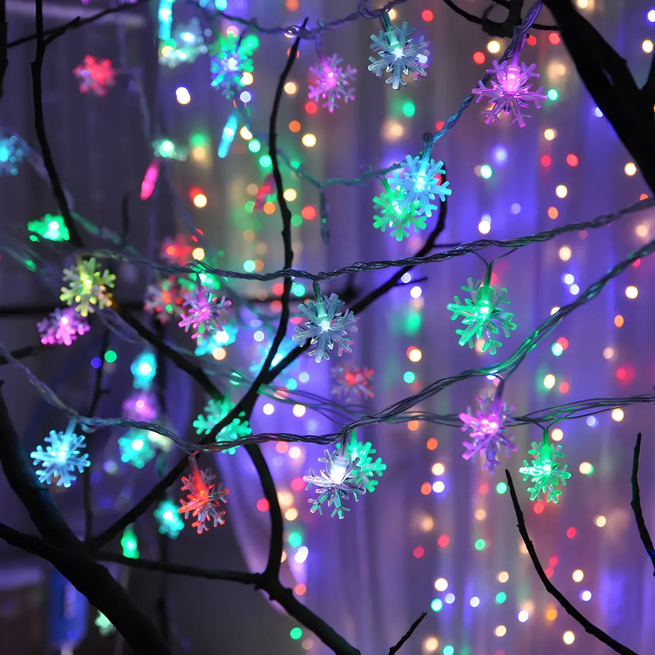Snowflake Color-Changing LED Colorful String Light Image - 7