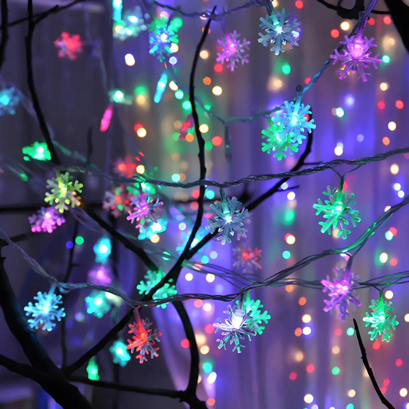 Snowflake Color-Changing LED Colorful String Light Image - 13 | homeyfad