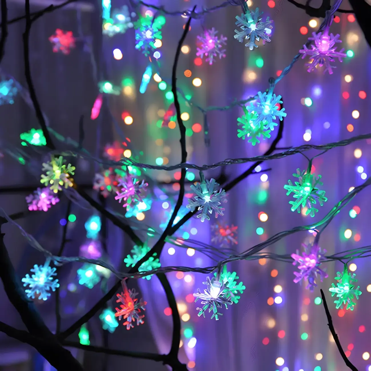 Snowflake Color-Changing LED Colorful String Light Image - 13