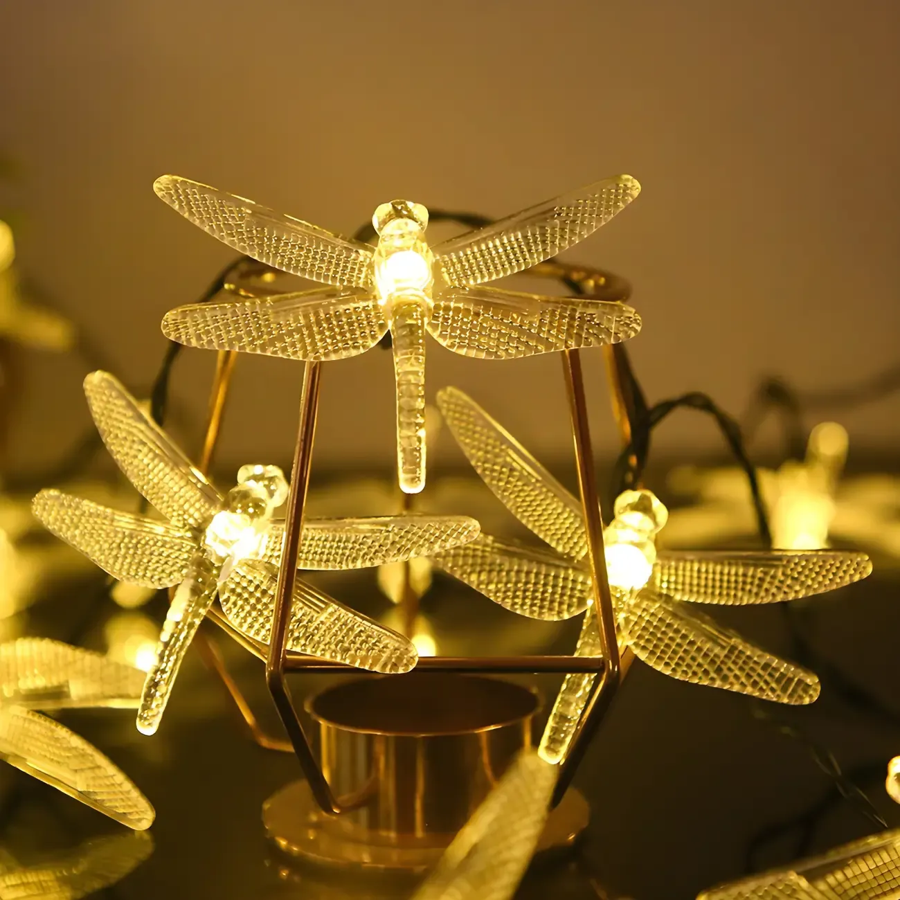 Dragonfly Solar Waterproof LED String Light Image - 4