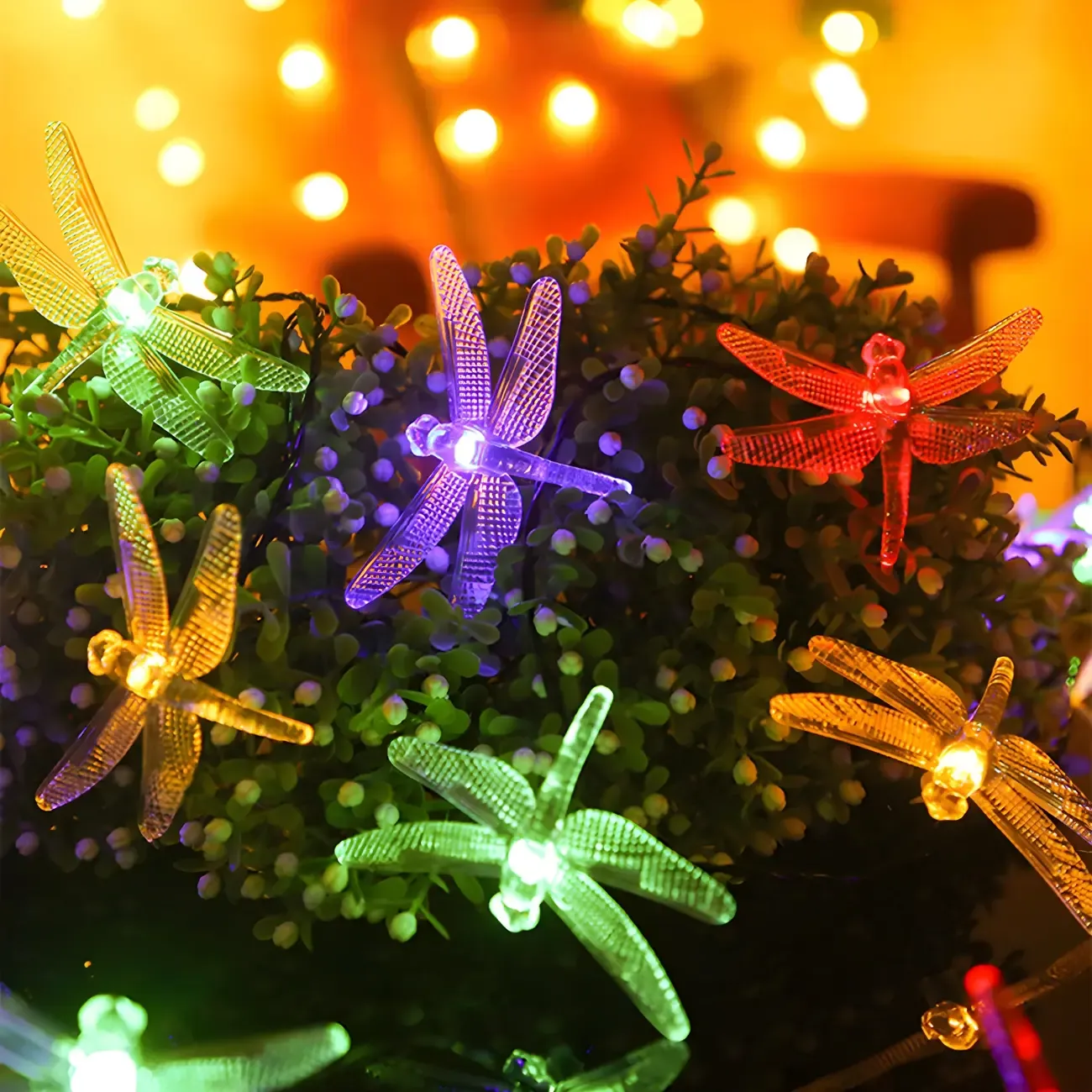 Dragonfly Solar Waterproof LED String Light Image - 9