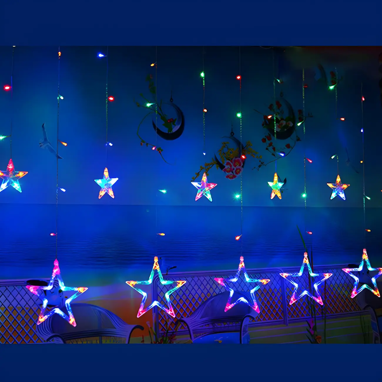 8.2ft Colorful Plastic Star Curtain String Light Image - 3 | homeyfad