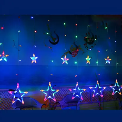 8.2ft Colorful Plastic Star Curtain String Light Image - 3
