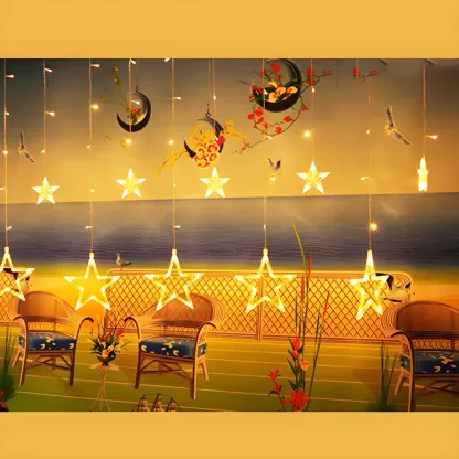 8.2ft Colorful Plastic Star Curtain String Light Image - 2