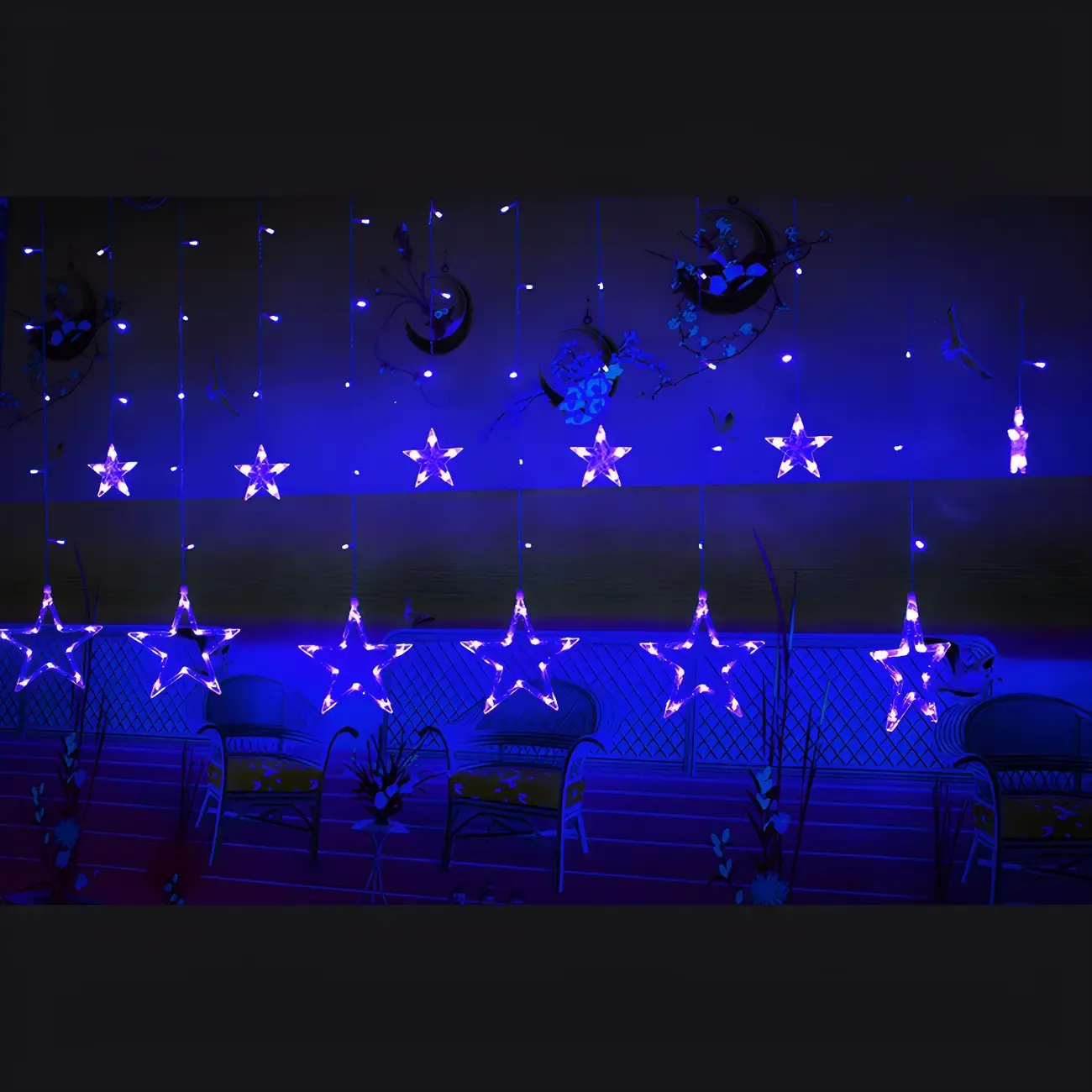 8.2ft Colorful Plastic Star Curtain String Light Image - 7