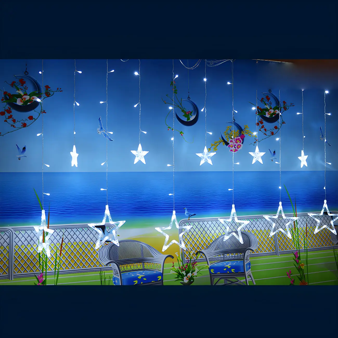 8.2ft Colorful Plastic Star Curtain String Light Image - 4 | homeyfad