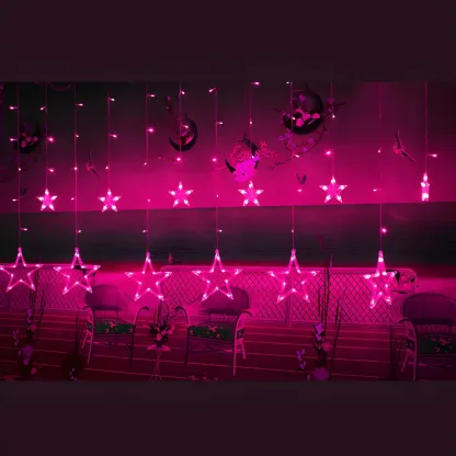8.2ft Colorful Plastic Star Curtain String Light Image - 10