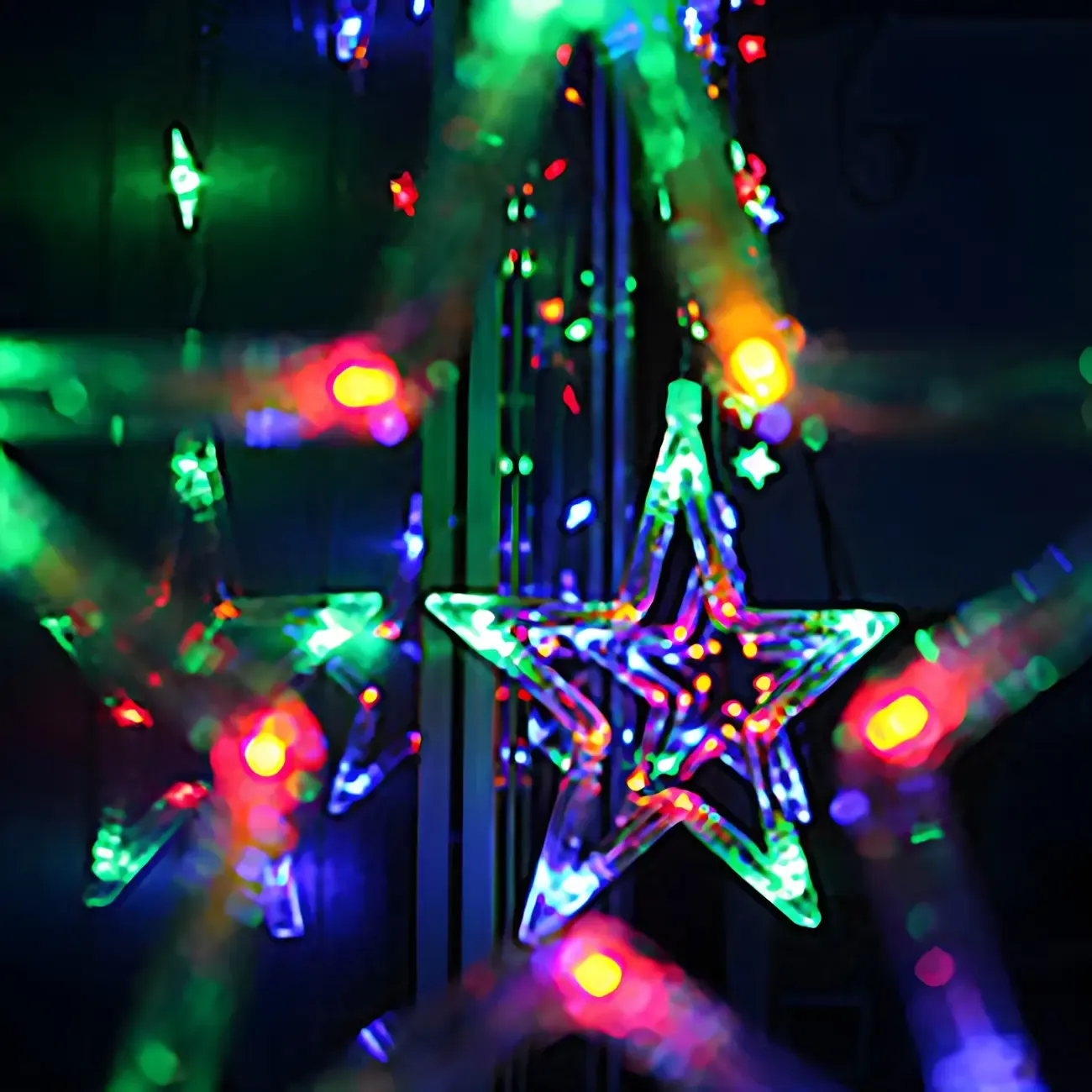 8.2ft Colorful Plastic Star Curtain String Light Image - 12