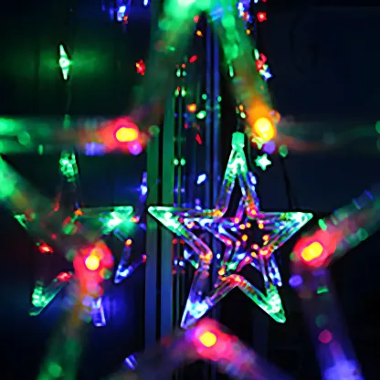8.2ft Colorful Plastic Star Curtain String Light Image - 12