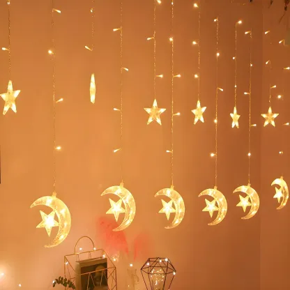 Star Moon Hanging Decorative LED String Light Image - 1