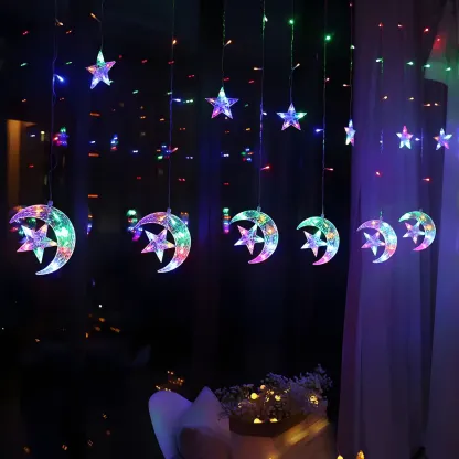 Star Moon Hanging Decorative LED String Light Image - 3
