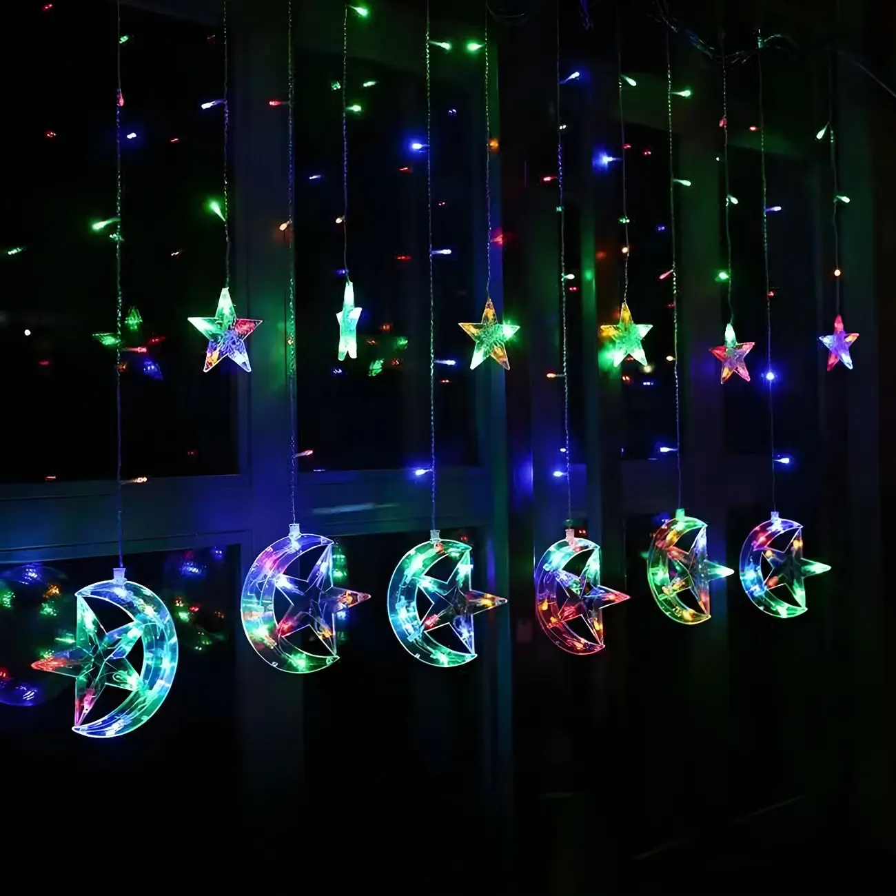 Star Moon Hanging Decorative LED String Light Image - 5